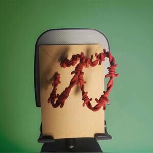 Handmade Red Barbed Wired Heart Lightweight Stud Silver Accent Earrings